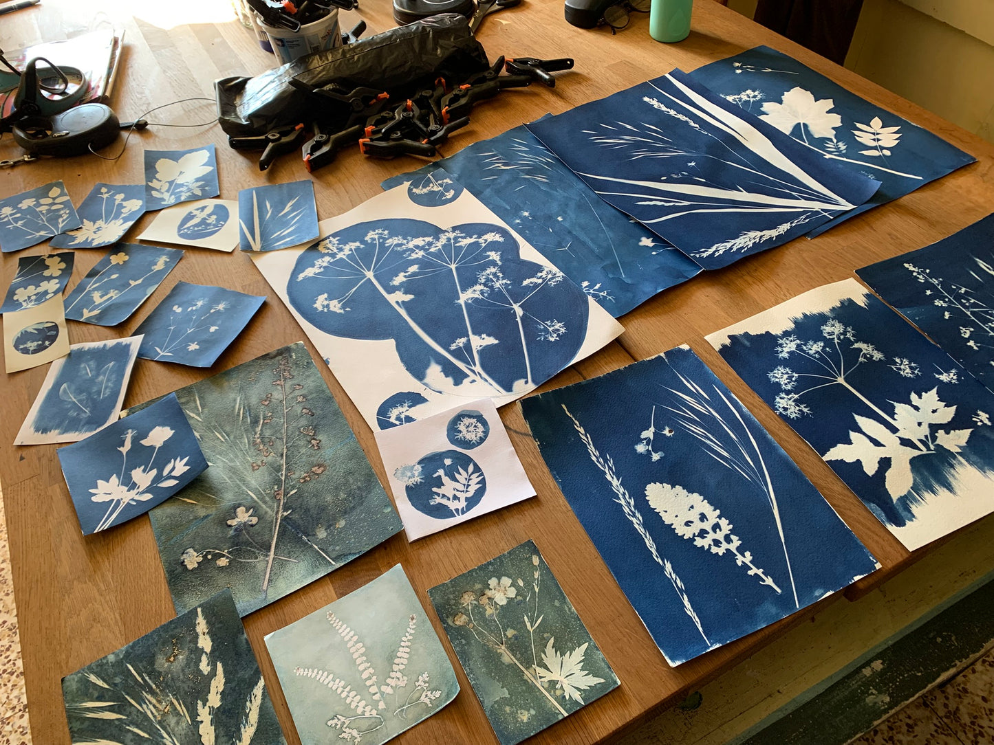 27 november - workshop blauwdrukken - kerstkaarten