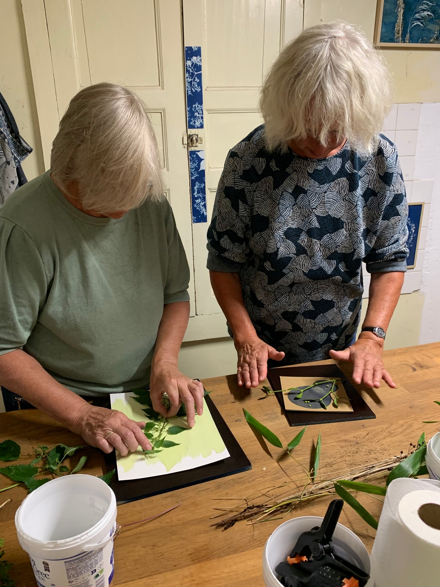 27 november - workshop blauwdrukken - kerstkaarten